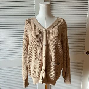 Cozy Beige Button-Up Cardigan